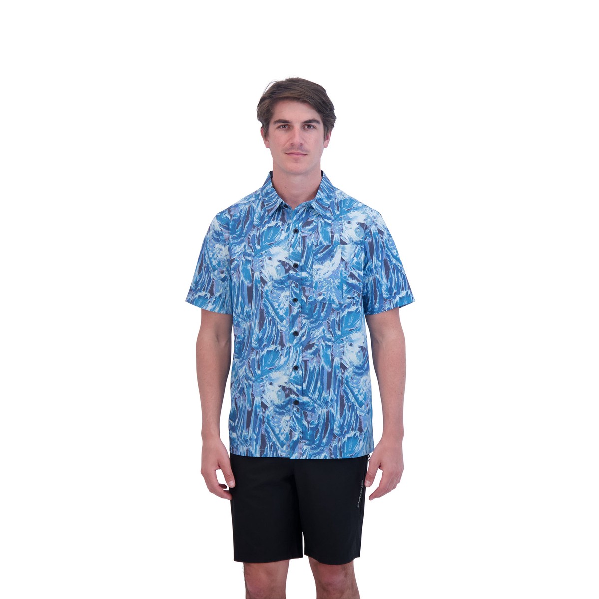 Aloha Button Down Short Sleeve Shirt - Hanna Blue Print