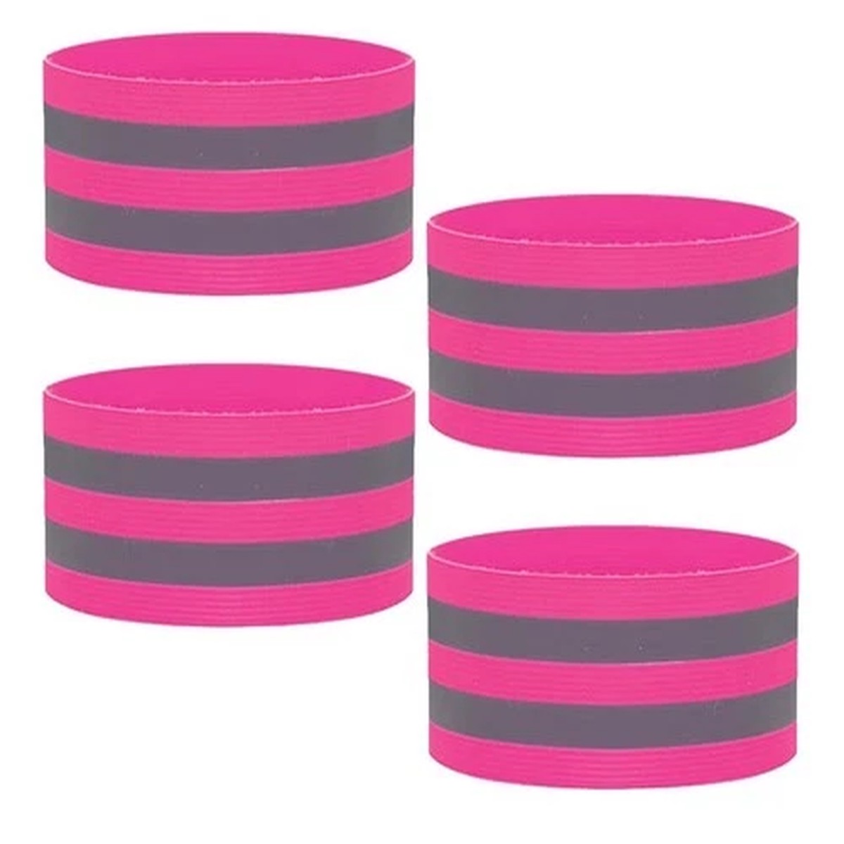 4X High Visibility Reflective Armband Running Safety Gear Wrist Ankle Strap Pink
