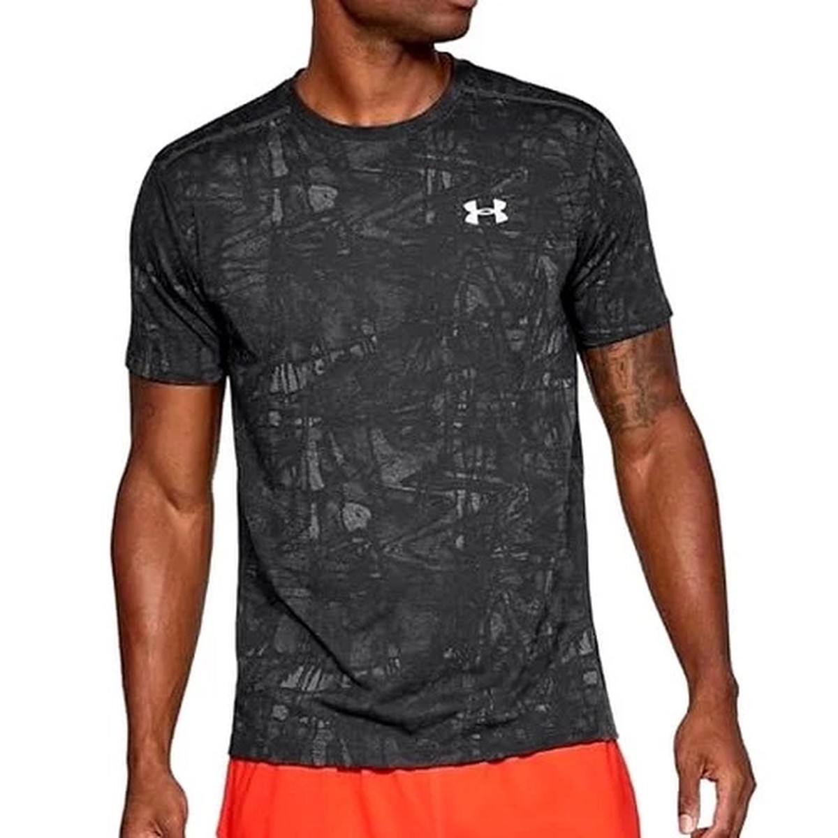 Under Armour Threadborne Mens Sports T-Shirt Running Top Running Fitness Black