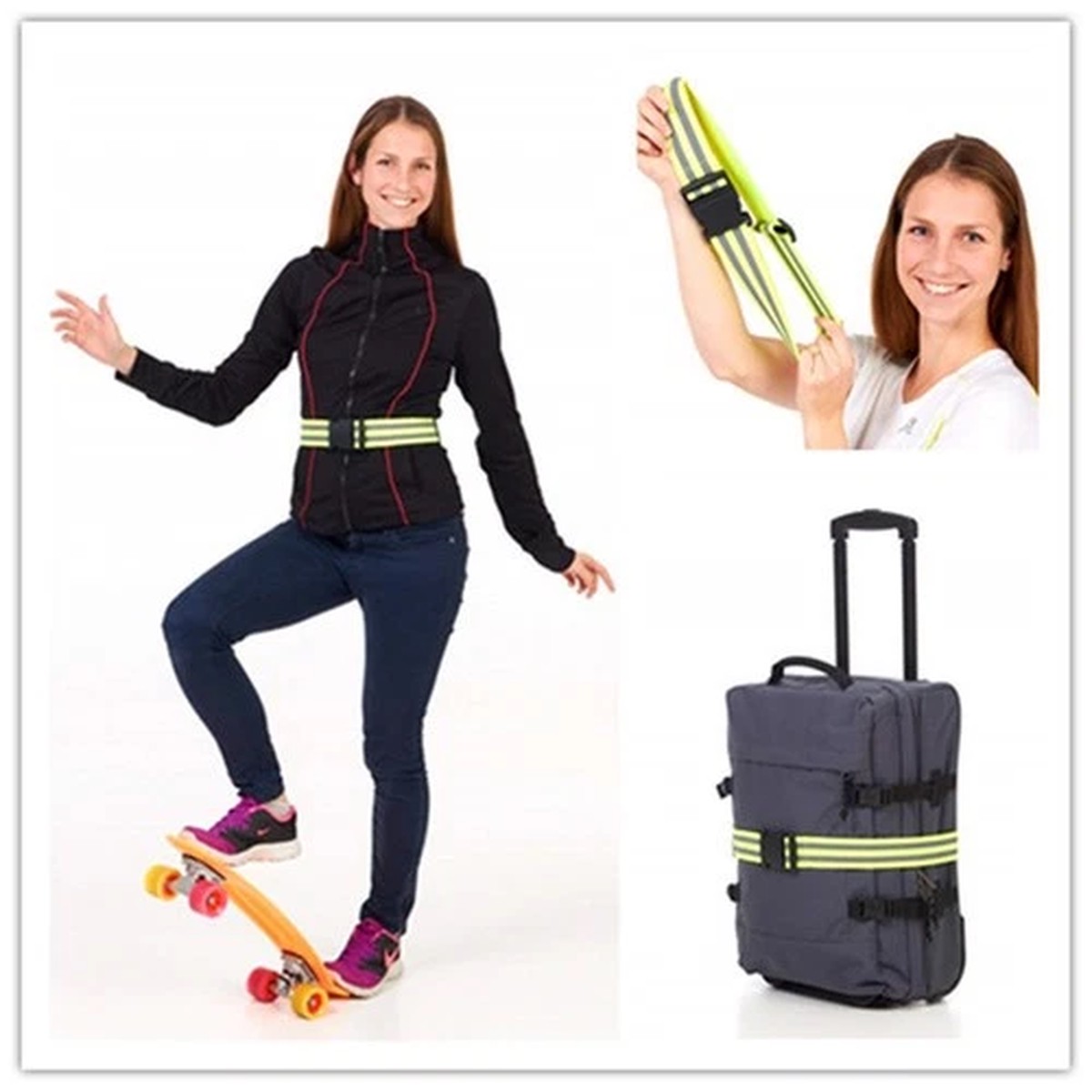 (Yellow) Reflective Belt Adjustable Portable Running Gear With Reflective