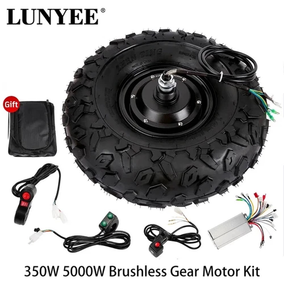 14.5 inch Electric Wheelbarrow Cart Gear Motor Kit 350W 500W Motor Controller