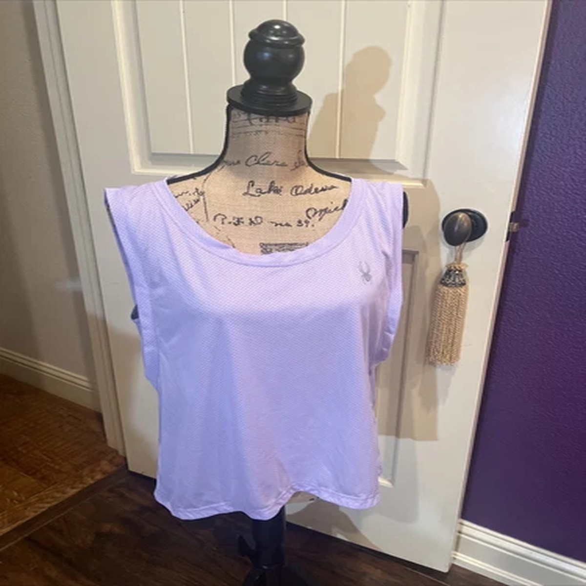 $39 SPYDER Vista Tech Lilac Exercise Workout Tank Top Womens XL 42 23