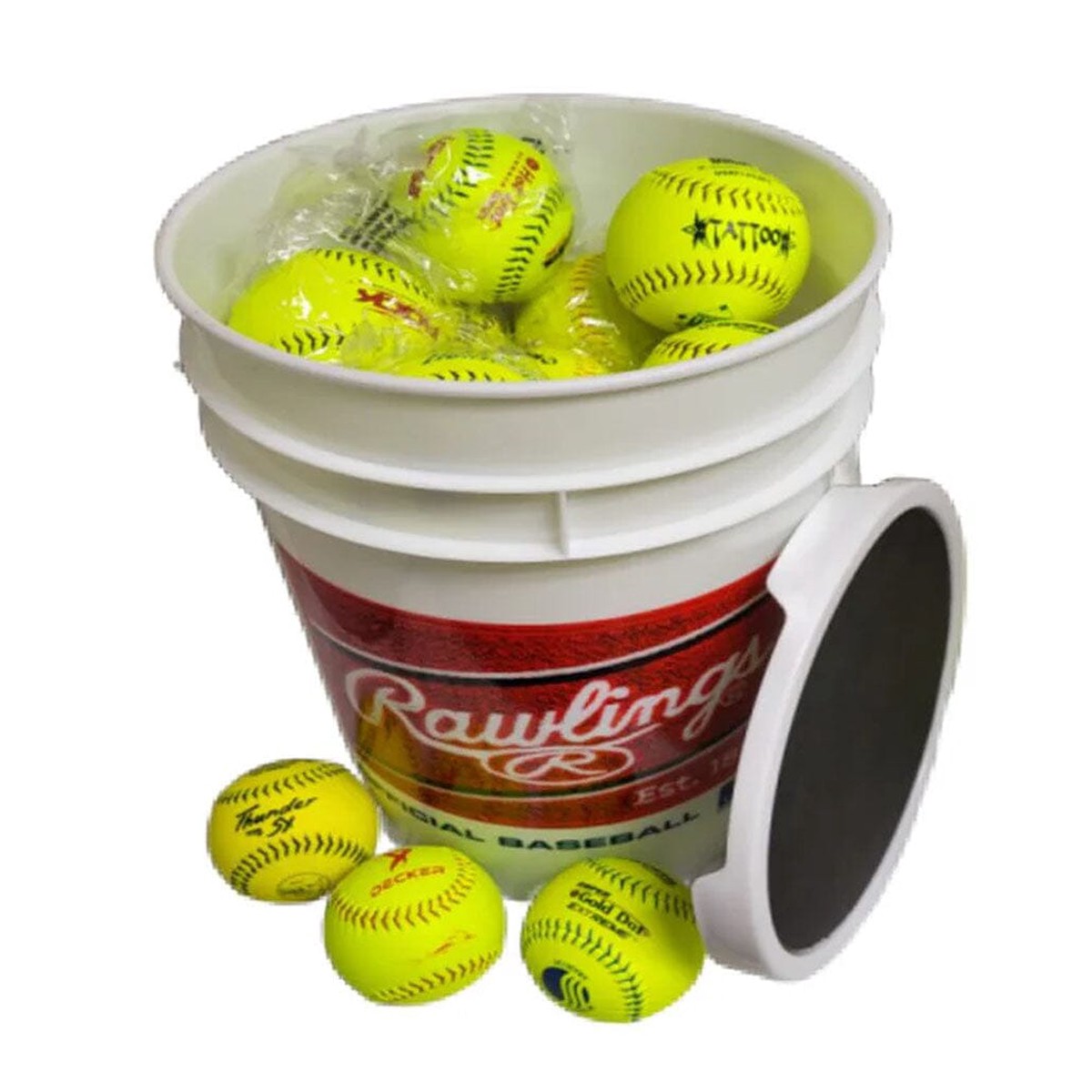 2 dozen Slowpitch Softballs (12 inch) with Bucket: 24SPBUCKET